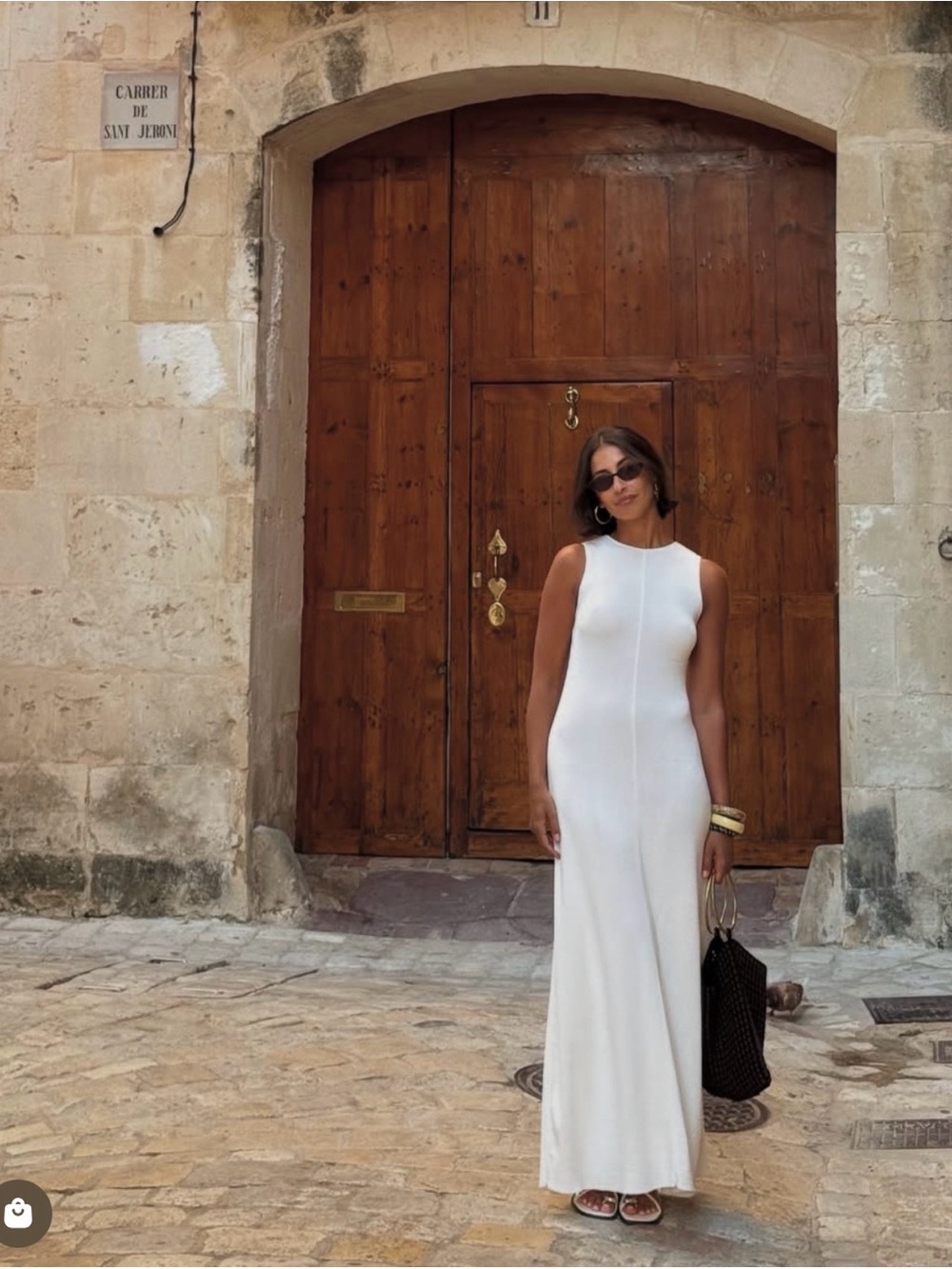 $268 solid & striped Lucerne maxi long dress in black